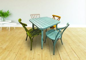 סט וינטג’ שולחן מרובע + 4 כסאות
