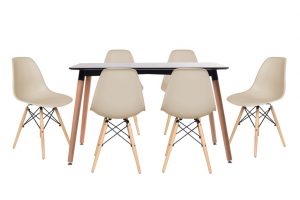 סט שולחן לרנקה צבע שחור + 4 כסאות שמנת