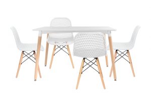 סט שולחן לרנקה צבע לבן+ 4 כסאות לבנים