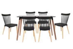 סט שולחן לרנקה צבע שחור+ 4 כסאות שחורים