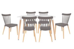 סט שולחן לרנקה צבע לבן+ 4 כסאות אפורים