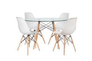 סט שולחן דה וינצ’י+ 4 כסאות לבנים