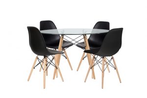 סט שולחן דה וינצ’י+ 4 כסאות שחורים