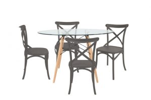 סט שולחן דה וינצ’י+ 4 כסאות אפורים