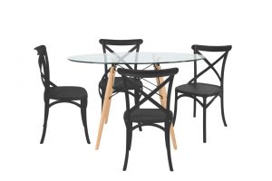 סט שולחן דה וינצ’י+ 4 כסאות שחורים