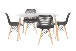 סט שולחן לרנקה צבע לבן+ 4 כסאות אפורים