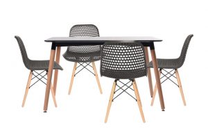 סט שולחן לרנקה צבע שחור+ 4 כסאות אפורים