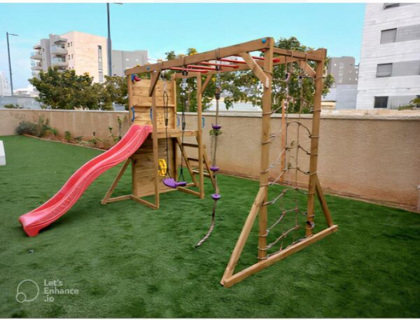 מתקן שעשועים לילדים דגם קופיקו משודרג עם מגלשה